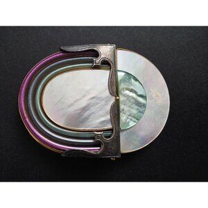 Rare Vintage Signed Langani MOP Abalone Art Deco Brooch